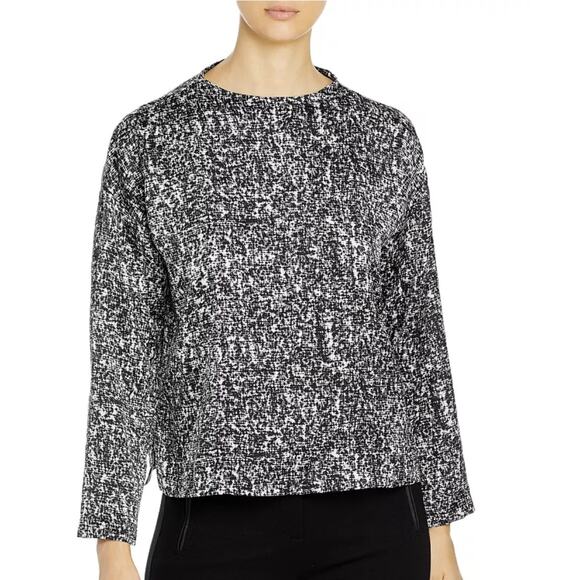 Eileen Fisher Funnel Neck Boxy Silk Blend Top Petite Medium - Picture 1 of 7
